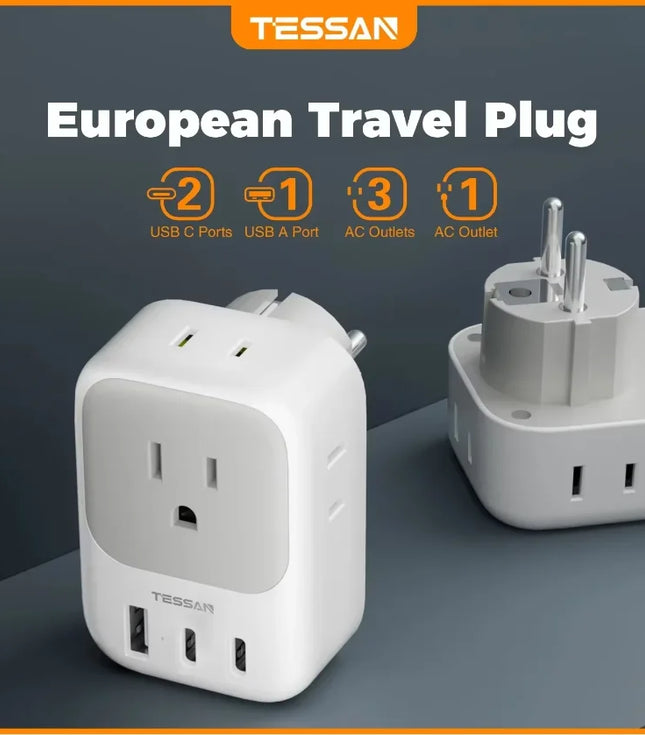 TESSAN US To EU Travel Adapter