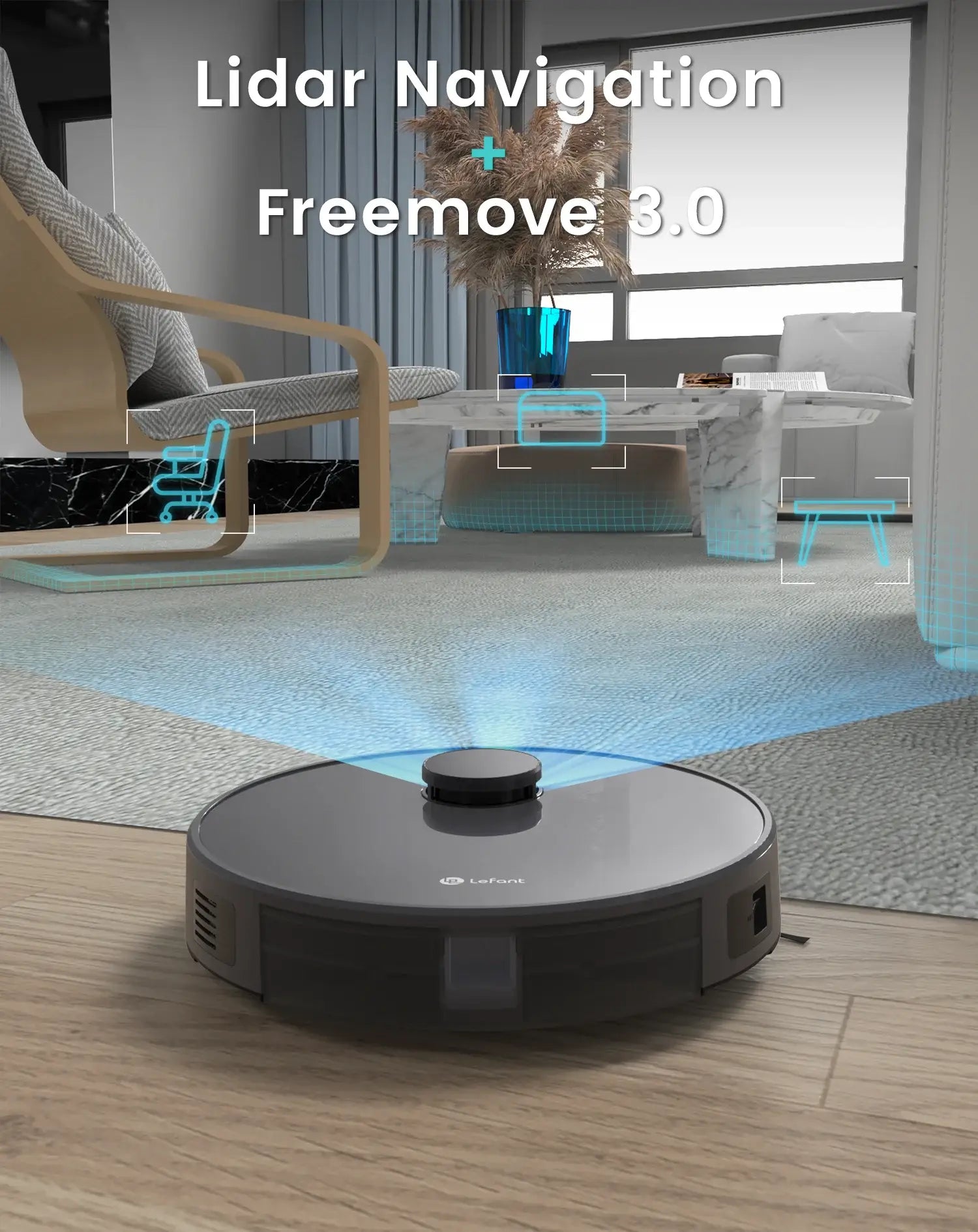 Lefant M1 Robot Vacuum Cleaner with mopping 4000Pa Suction, Lidar Navigation,WiFi/App/Alexa, Ideal for Pet Hair,Carpet