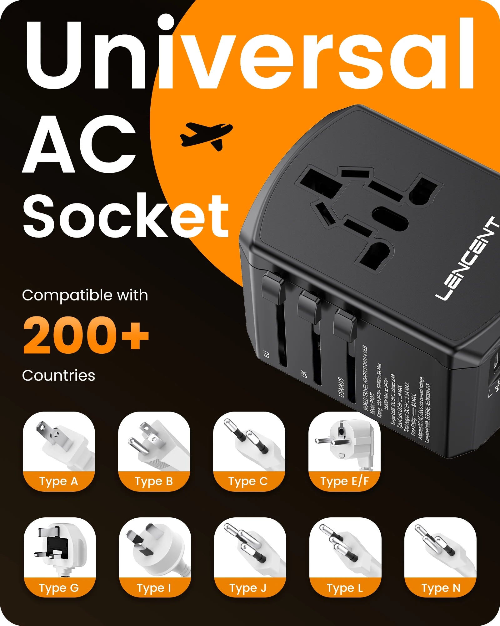 LENCENT Universal Travel  Adapter